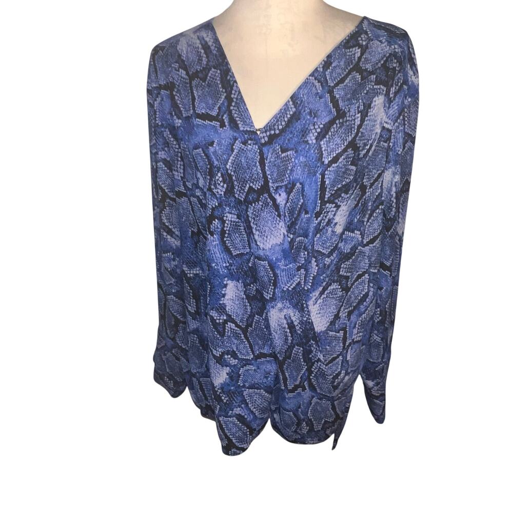 I.N.C. Vera Snake Faux Wrap Longsleeve Goldtone Button Cuff Sleeve Womens 3X New